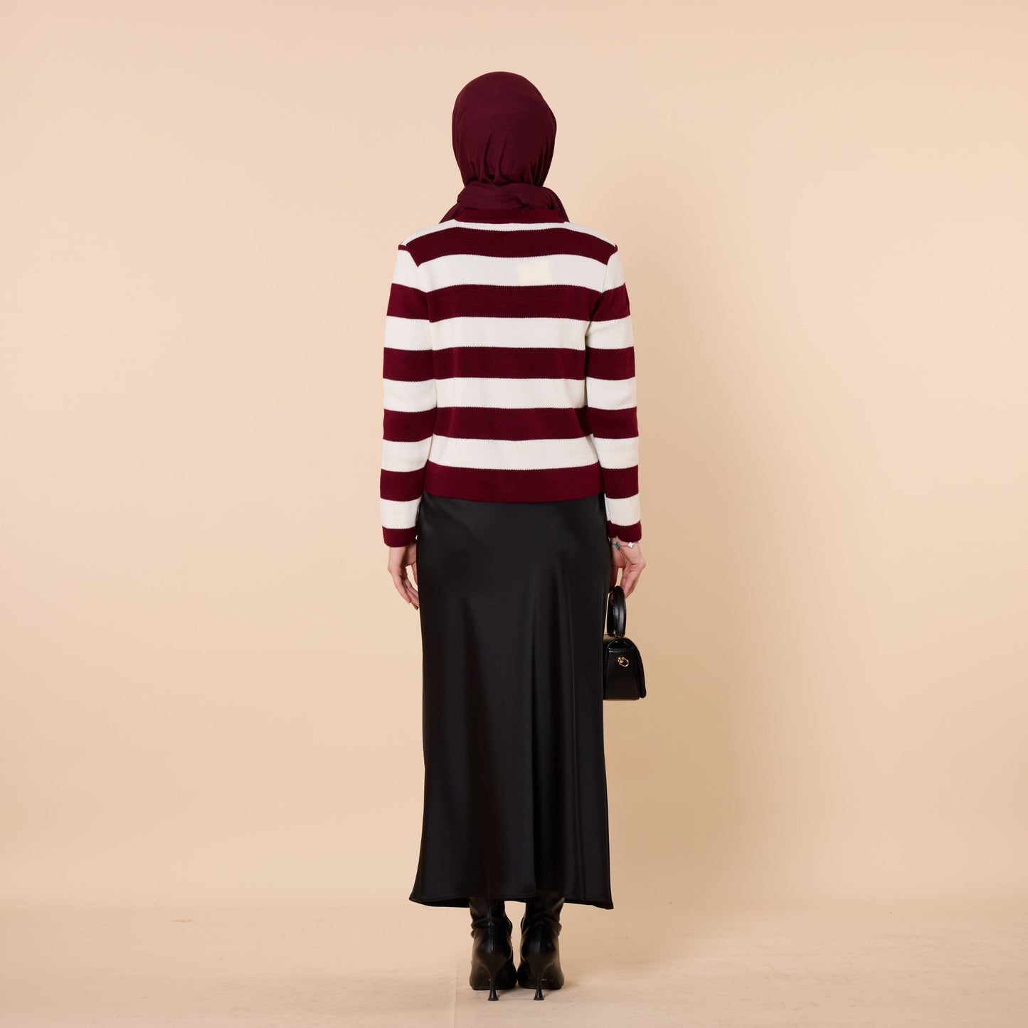 Striped Knit Cardigan With Button Detail
