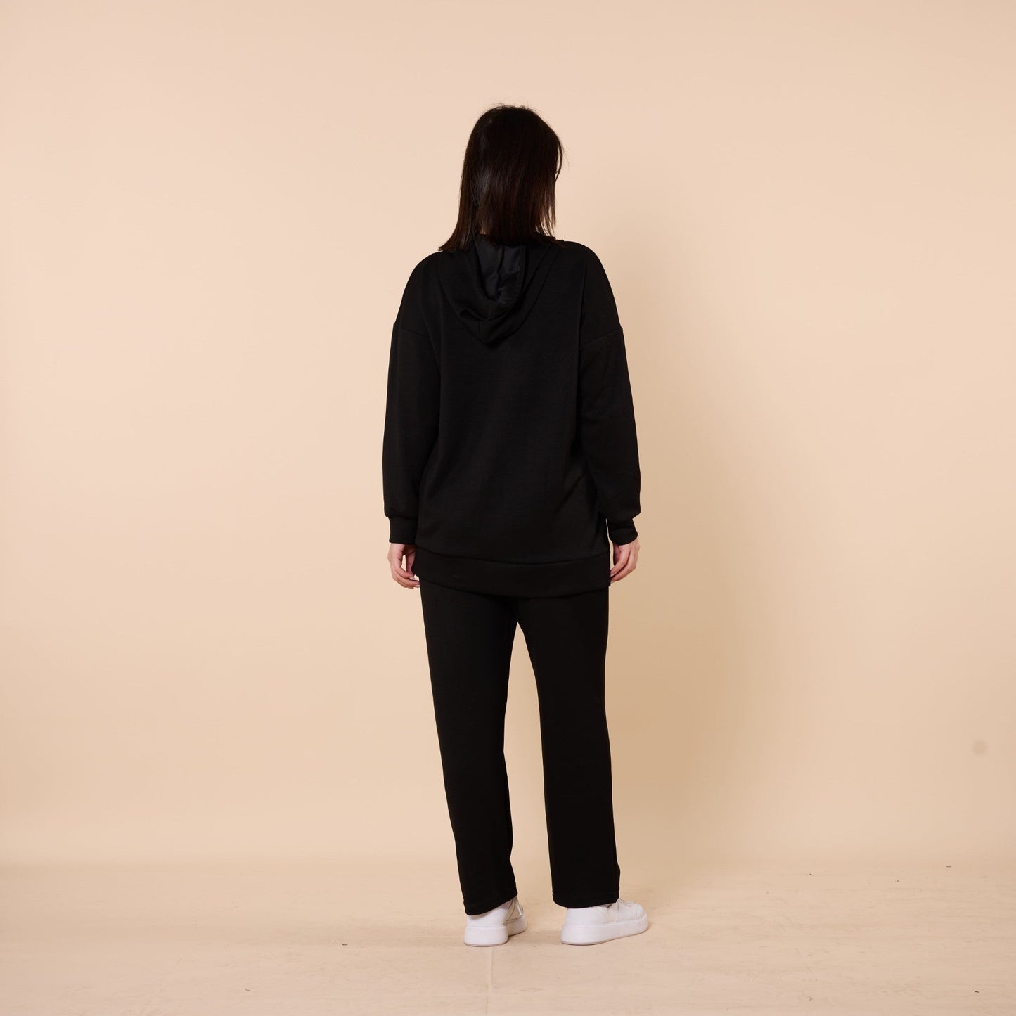 Zip Front Hooded Top And Pants Two Piece Set