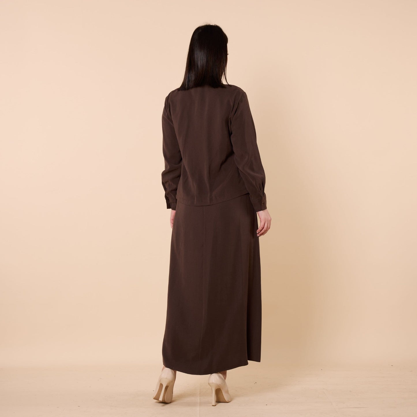 Polo Collar Jacket Style Long Dress With Waist Tie