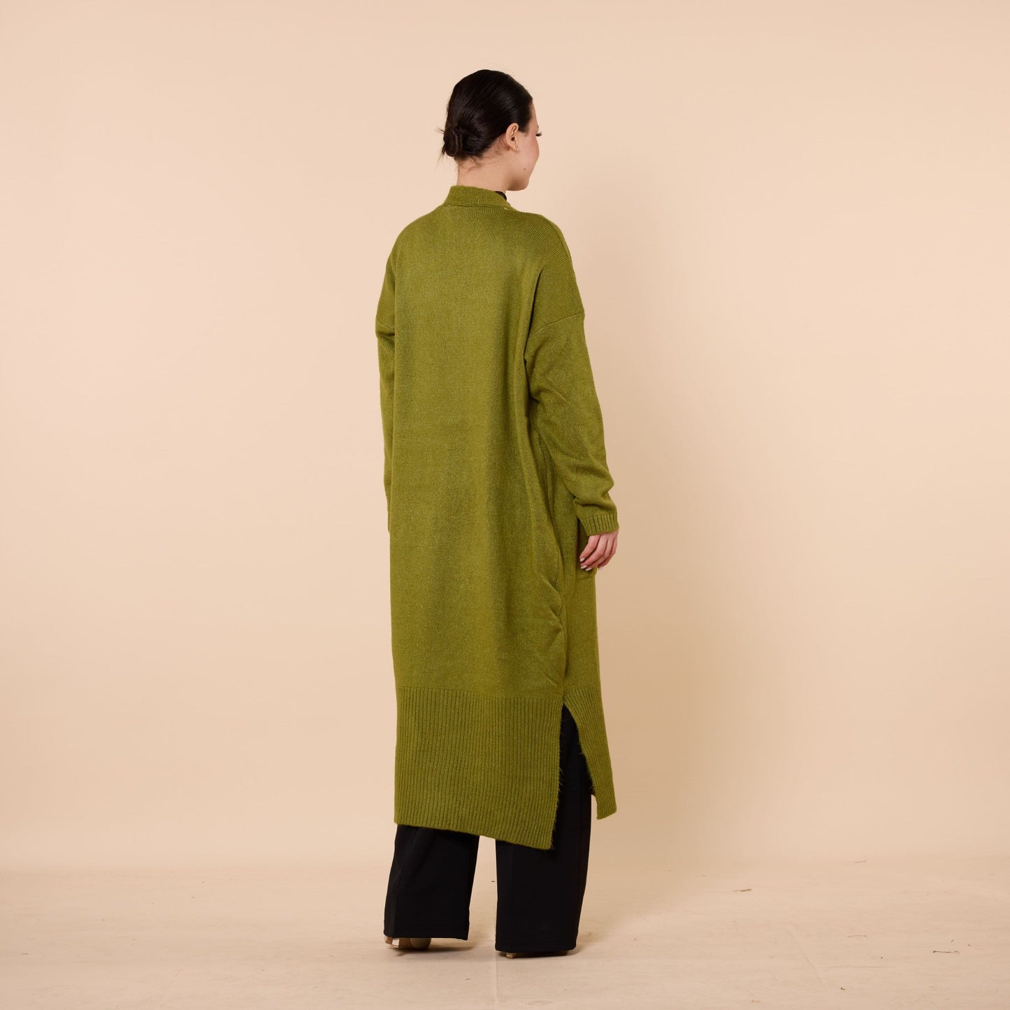 Long Cardigan With Shawl Collar And Pocket Detail
