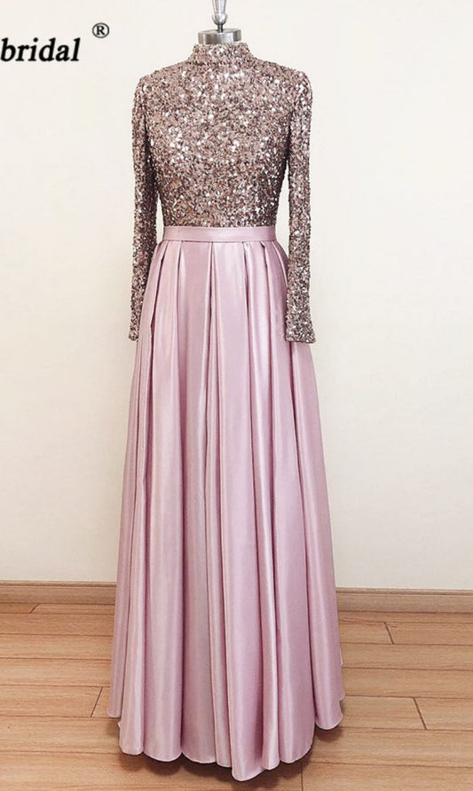 Meera Glitter Gown- Dusty Pink