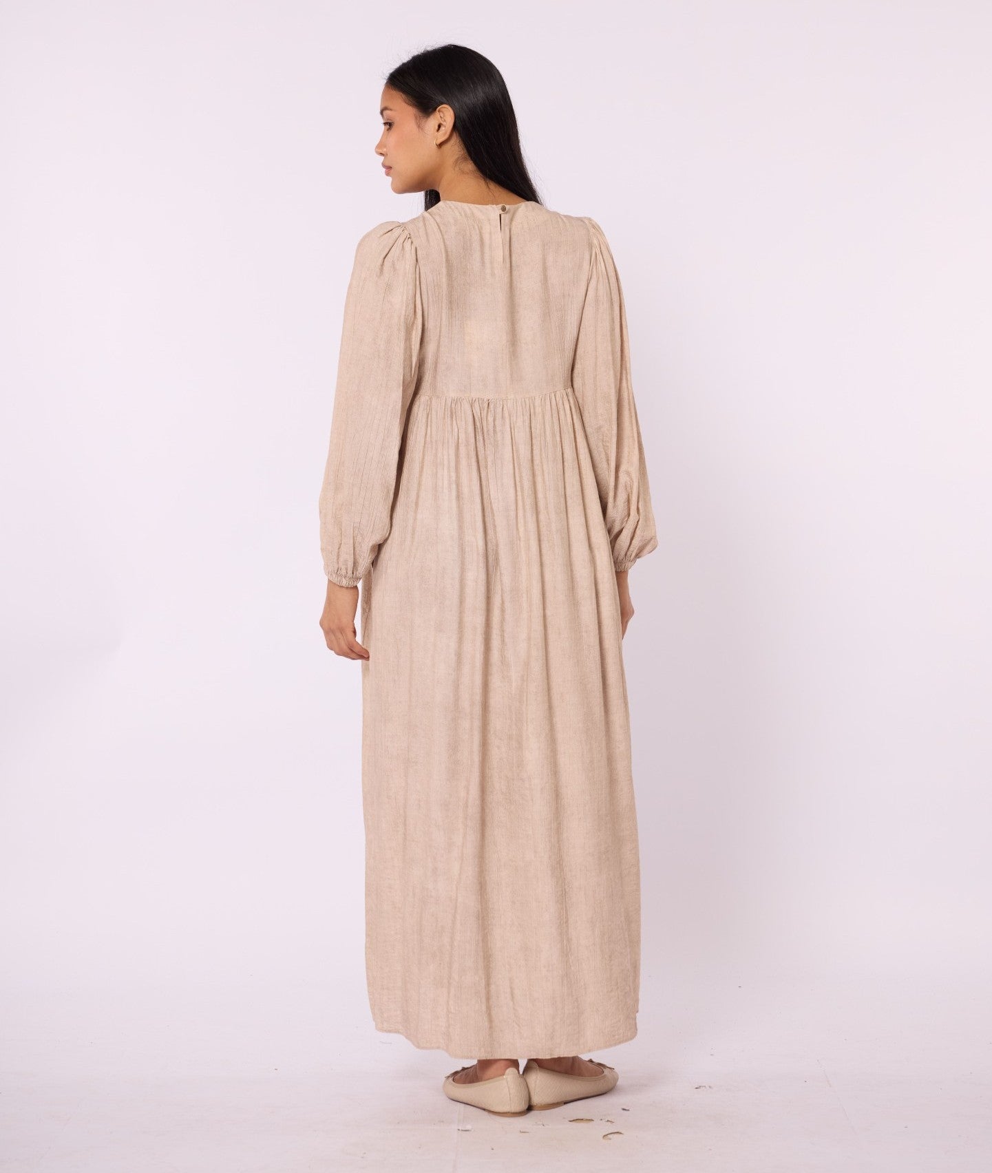Ruched Detail Pocketed Long Women’s Dress