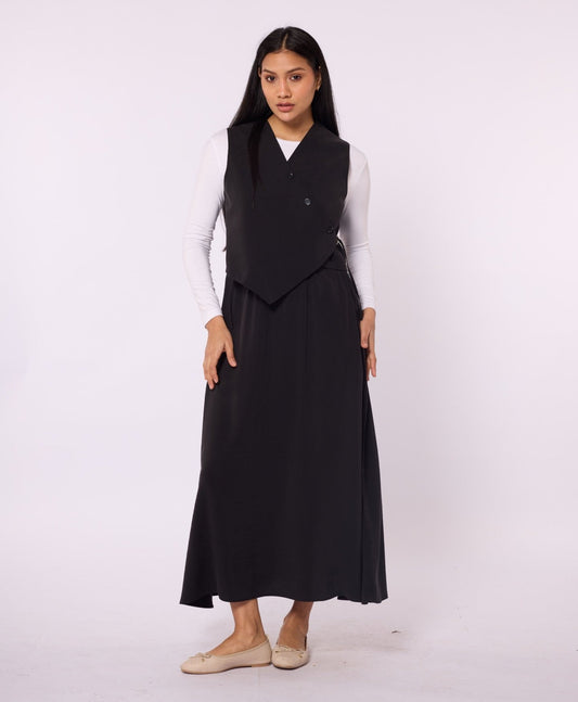 Double-Breasted Vest and Skirt Set