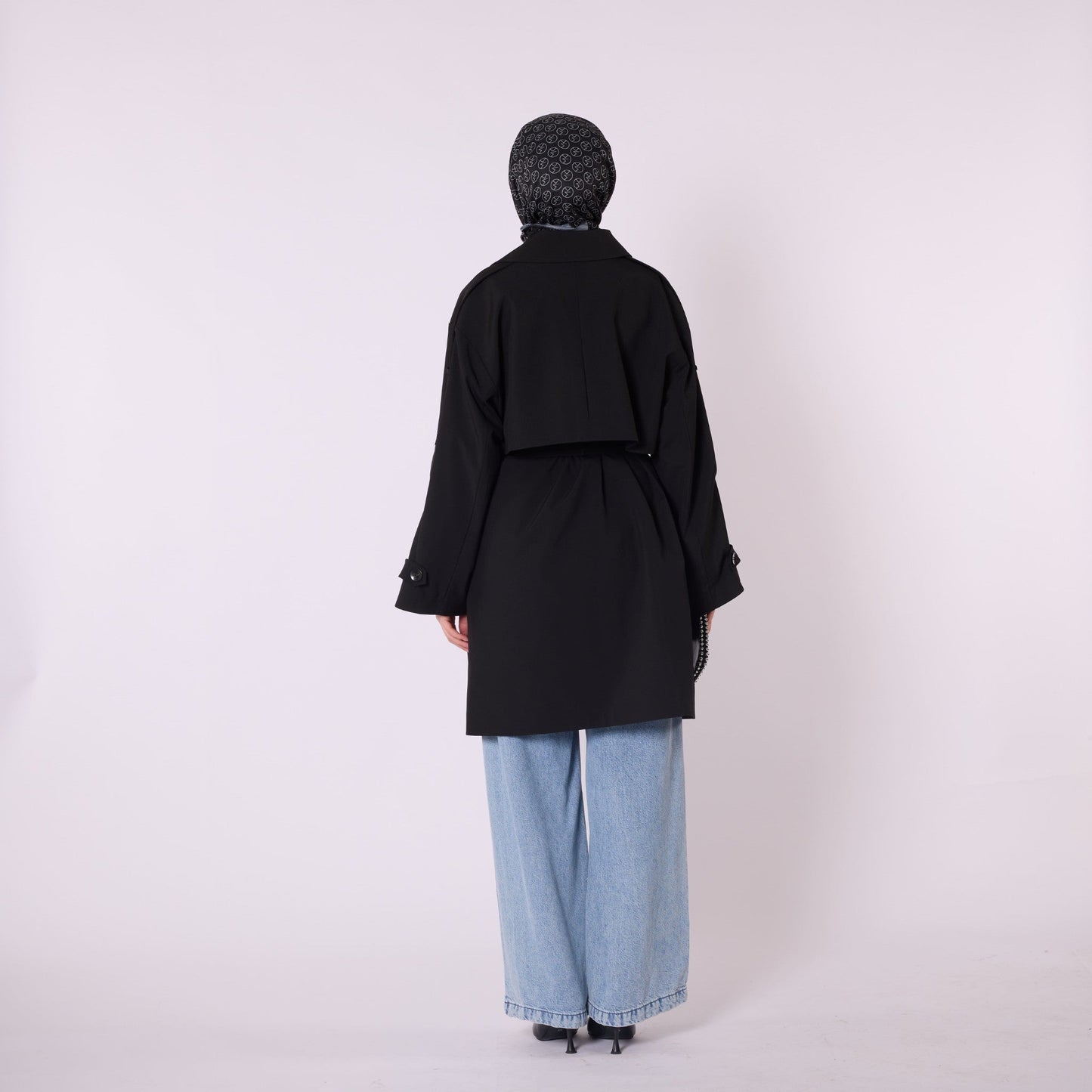 Drop Shoulder Double Breasted Belted Lined Trench Coat