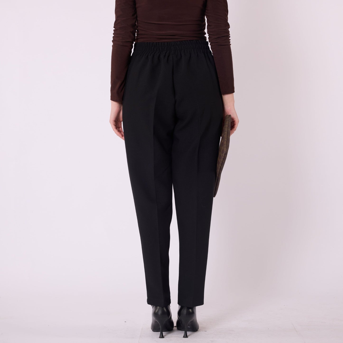 Elastic Waist Straight Leg Pants With Tailored Look