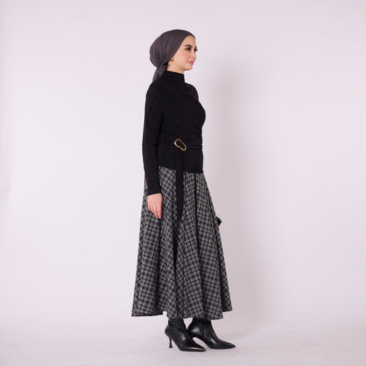 Waist Tie Long Tunic With Shoulder Pleat Detail