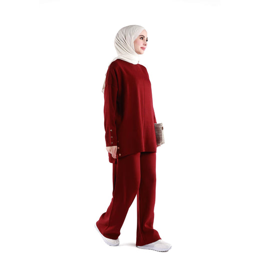 Button Accessory Pants Knit Set