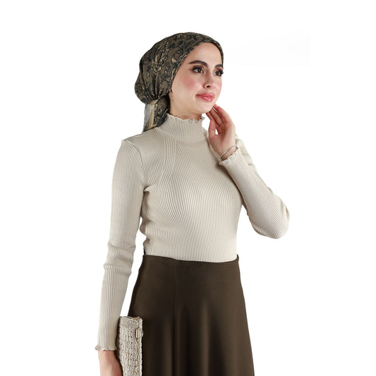 Long-Sleeved Ribbed Knit Body