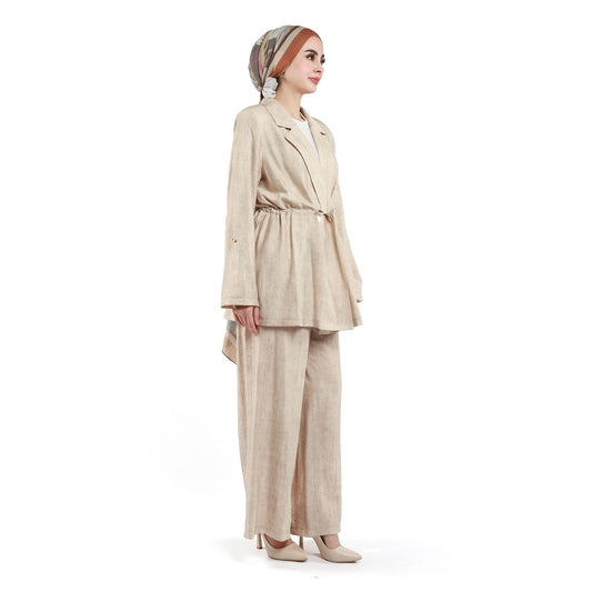 Wide V Neck Long Pants Two Piece Set