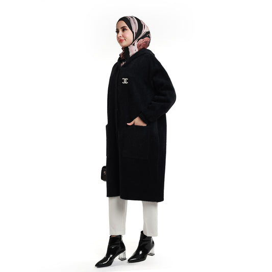 Thick Hooded Long Cardigan