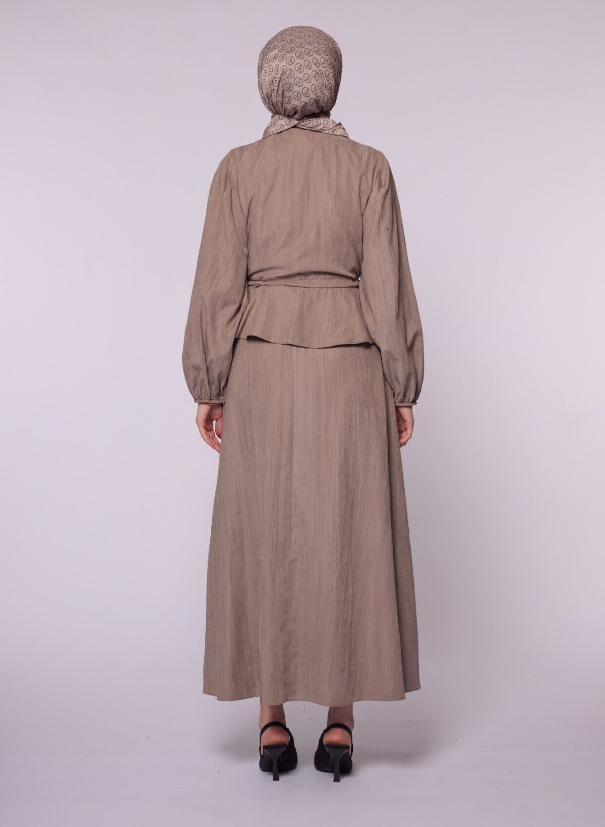 Gathered Waist Belted Skirt Set