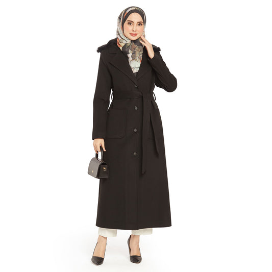 Fur-Detailed Pocketed Cashmere Coat