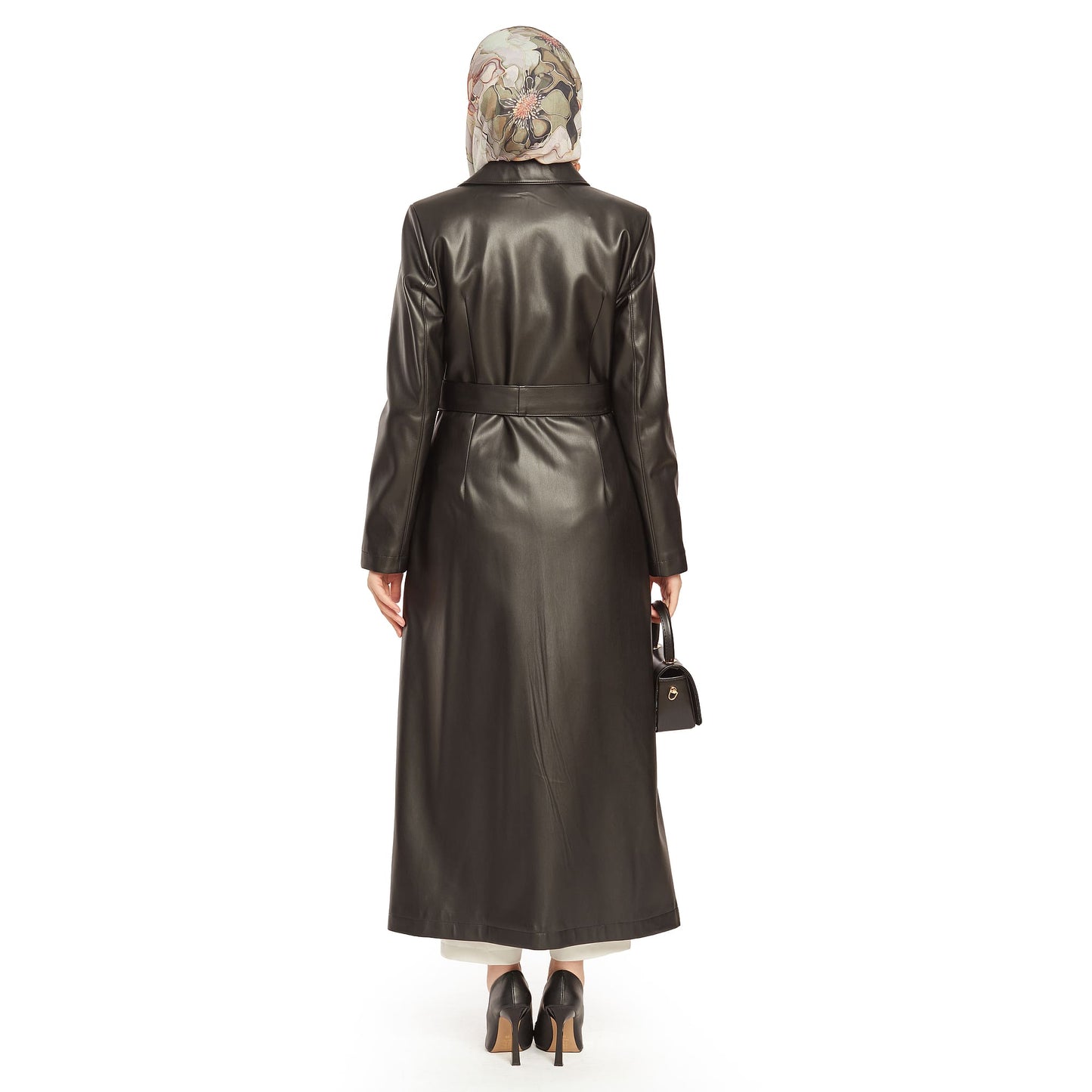 Double-Breasted Lined Leather Trench Coat
