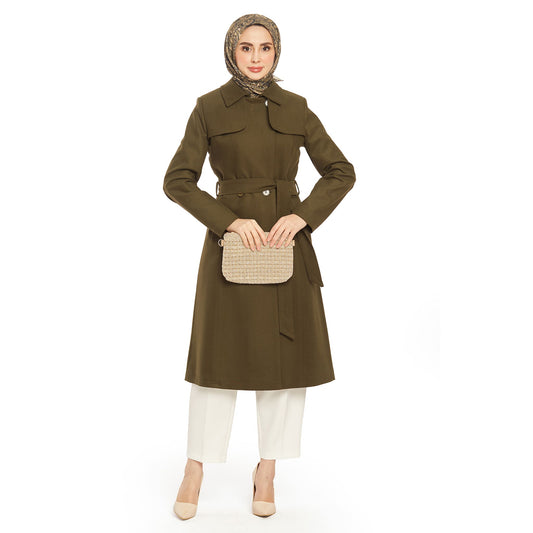 Concealed Placket Single-Button Lined Coat