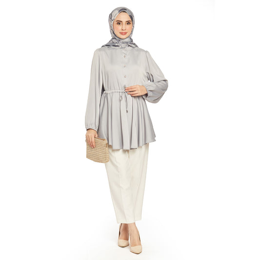 Shiny Stone Buttoned Judge Collar Blouse