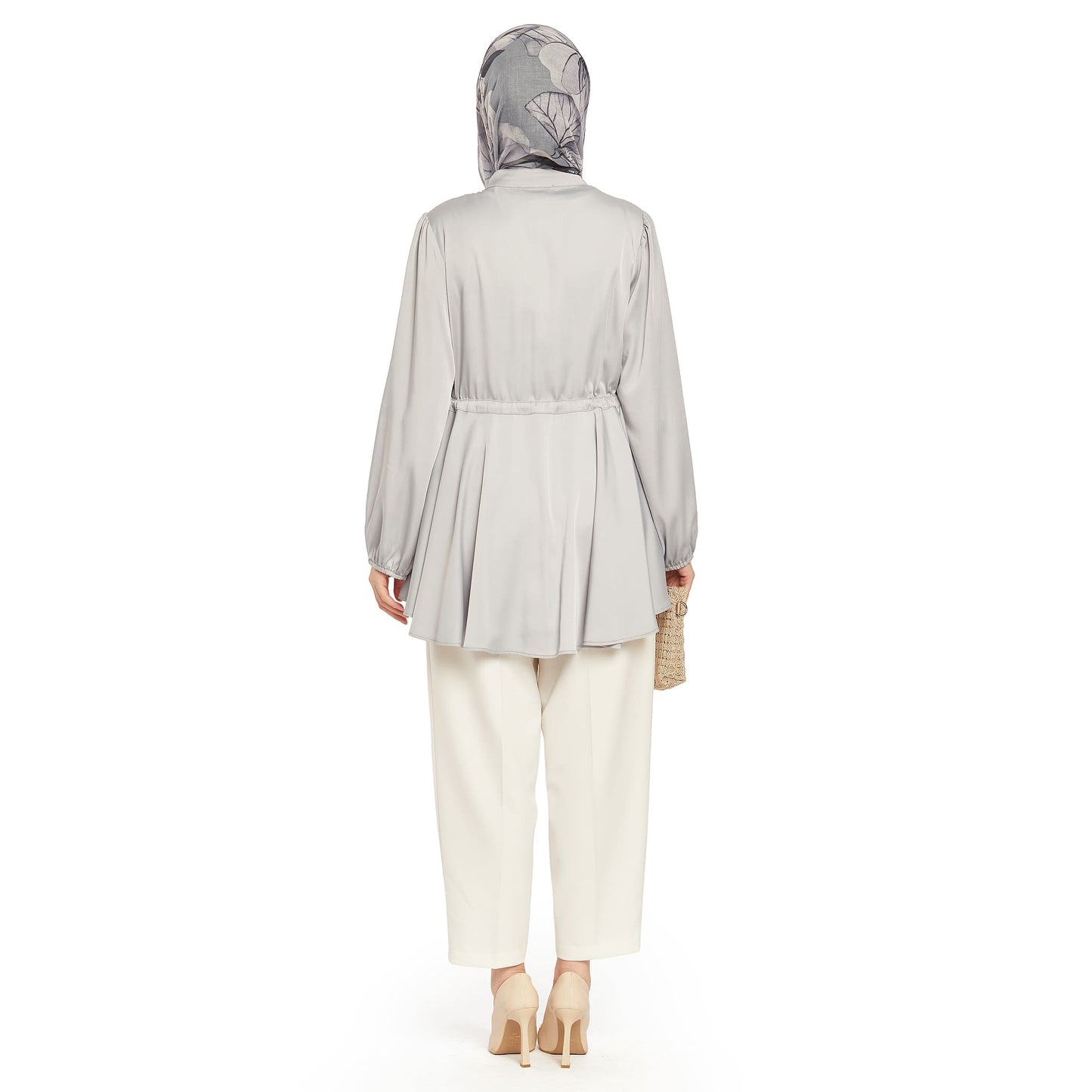 Shiny Stone Buttoned Judge Collar Blouse