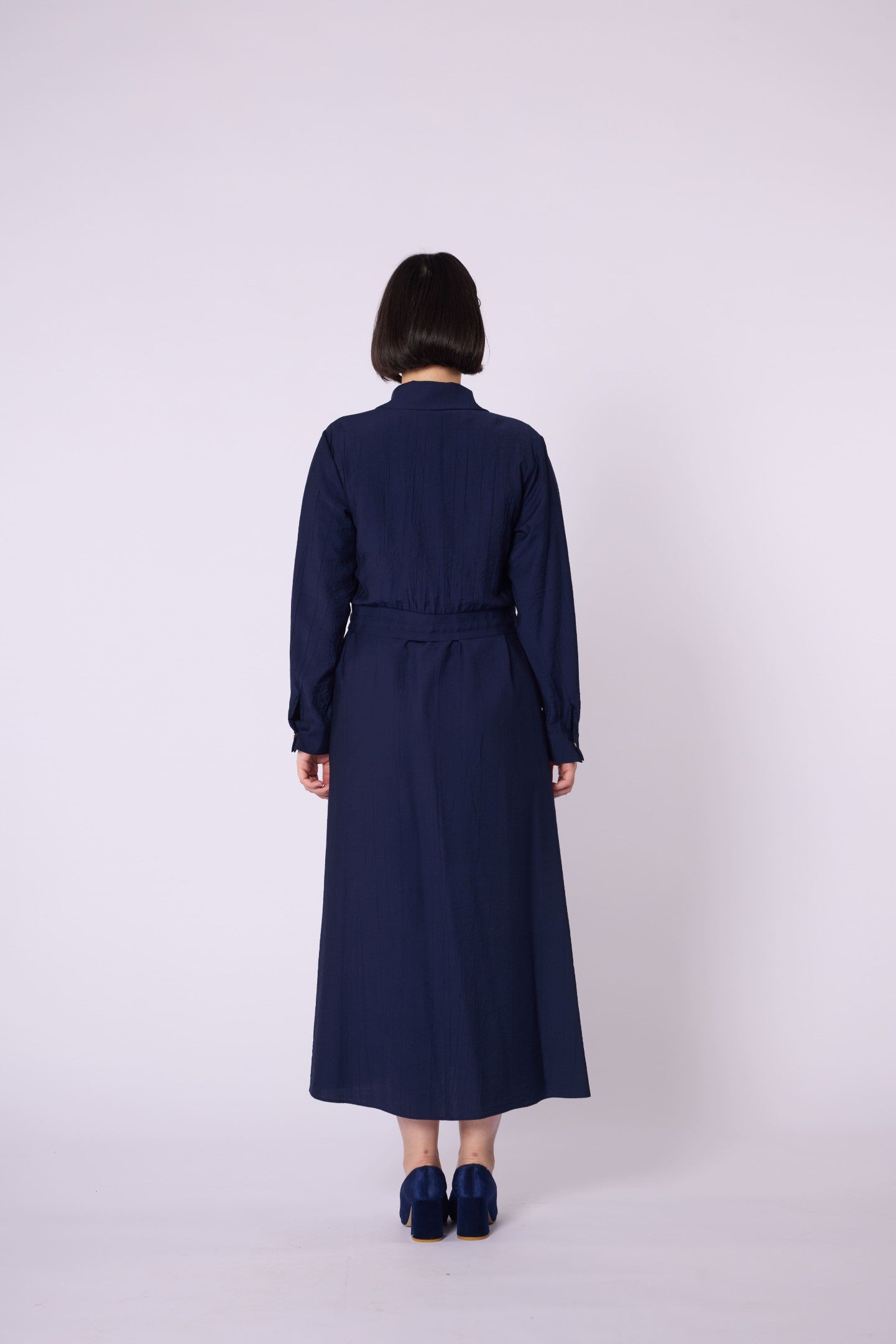 Polo Collar Pocket Detail Jacket-Style Dress