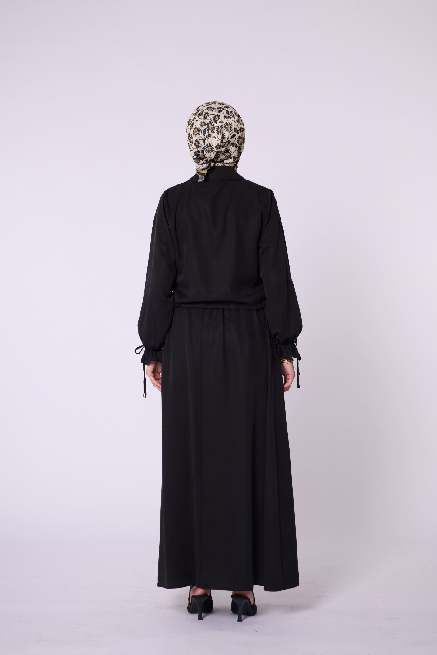 Polo Collar Ruched Detail Zip-Up Set