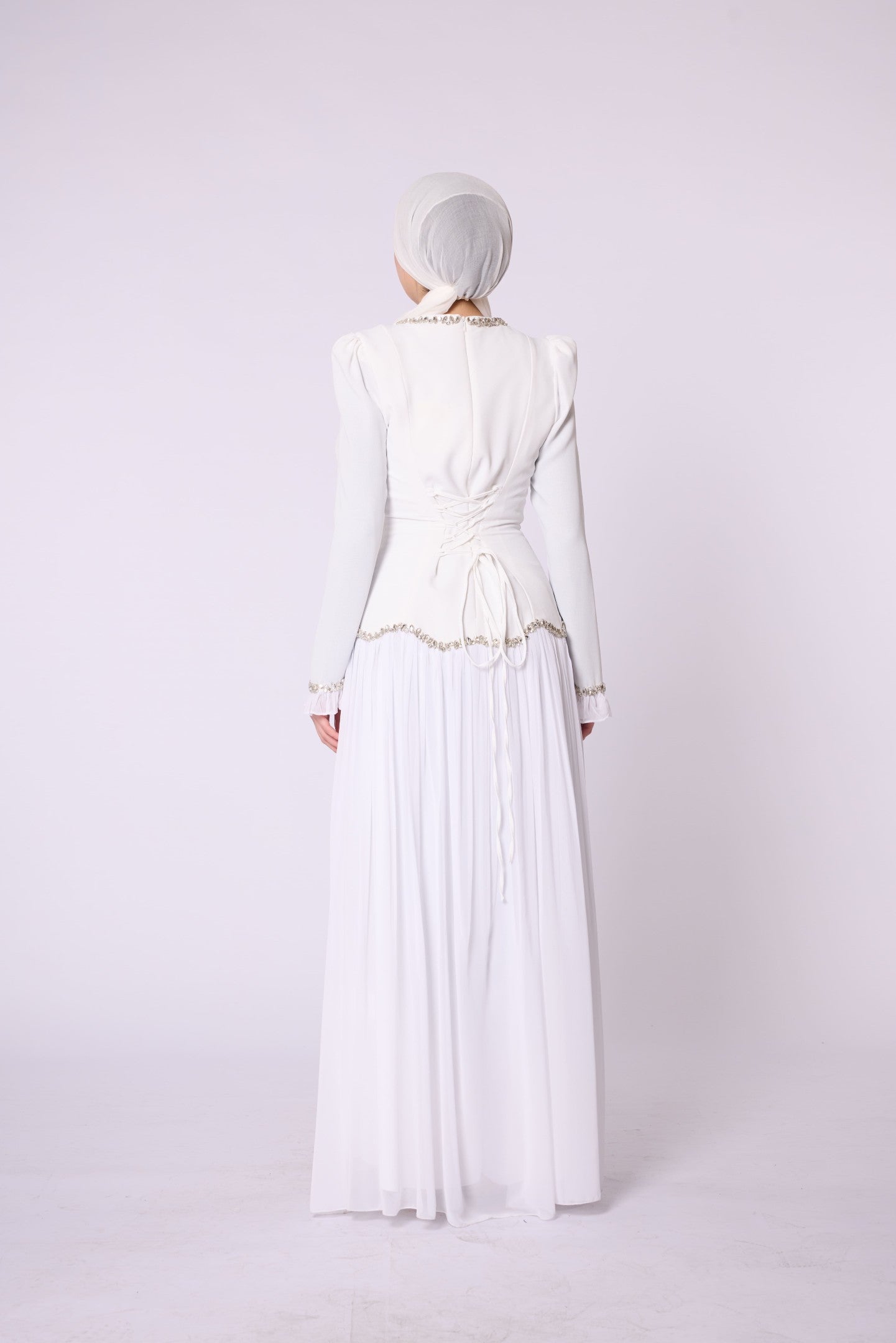 Stone & Tulle Detail Ruched Waist Evening Dress