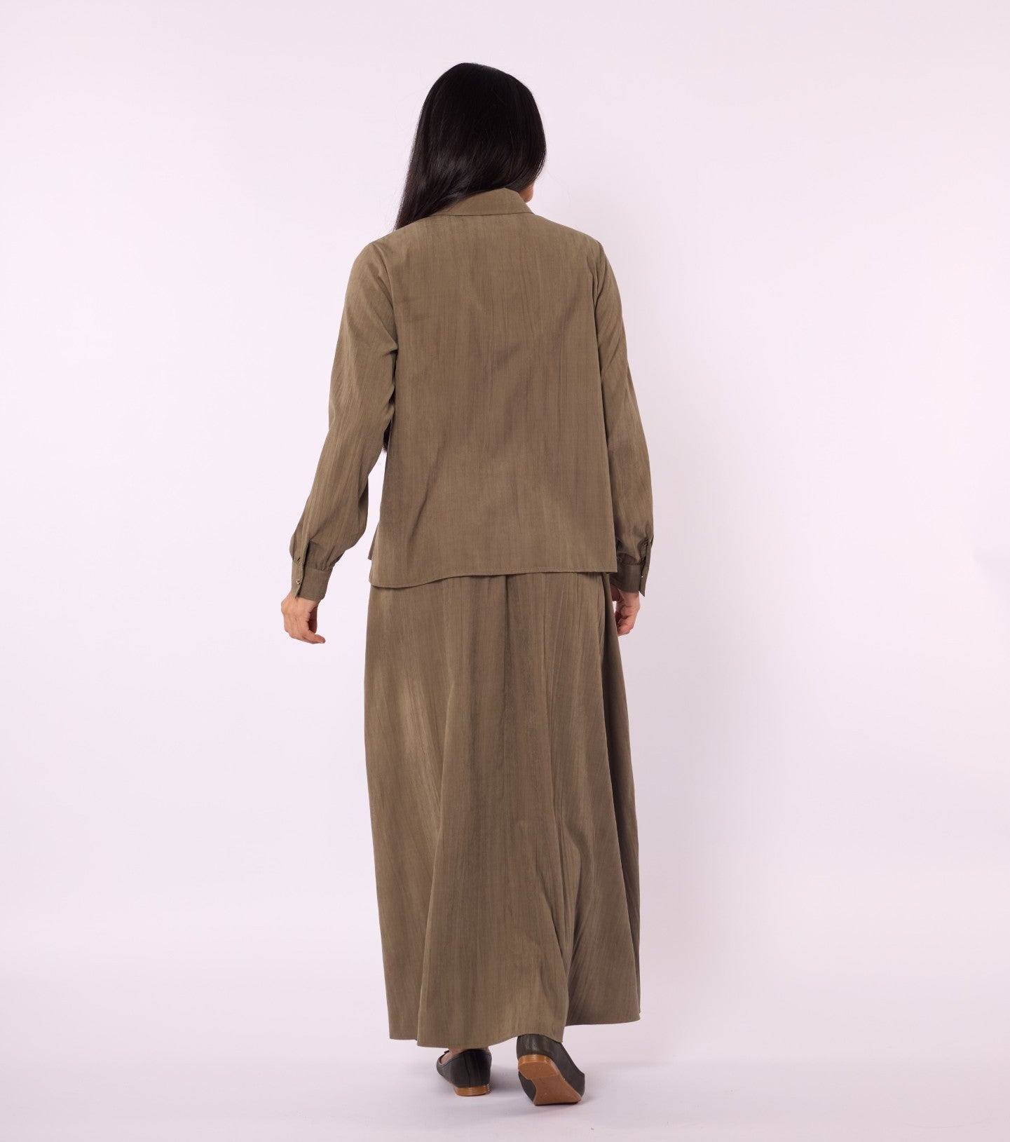 Polo Collar Two Piece Skirt Set With Pocket Detail
