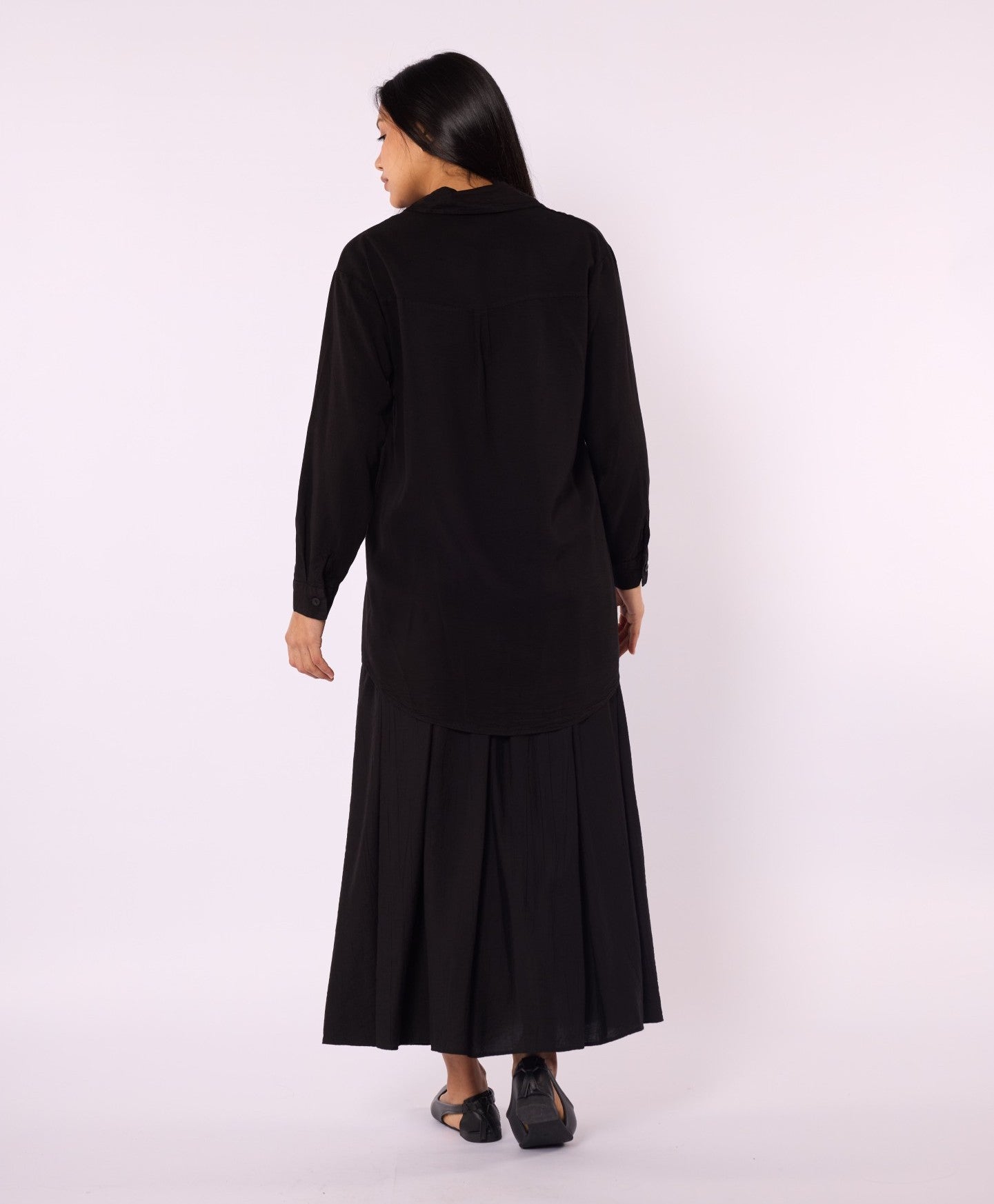 Tencel Fabric Polo Collar Tunic Shirt