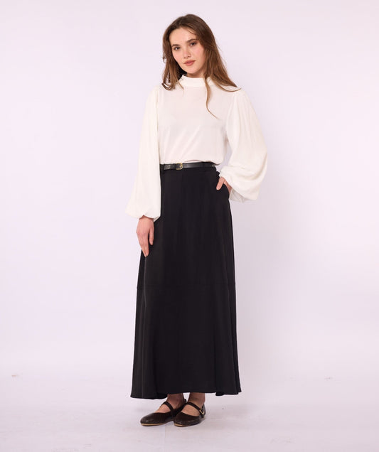 A-Line Skirt with Stitch Detail and Pockets