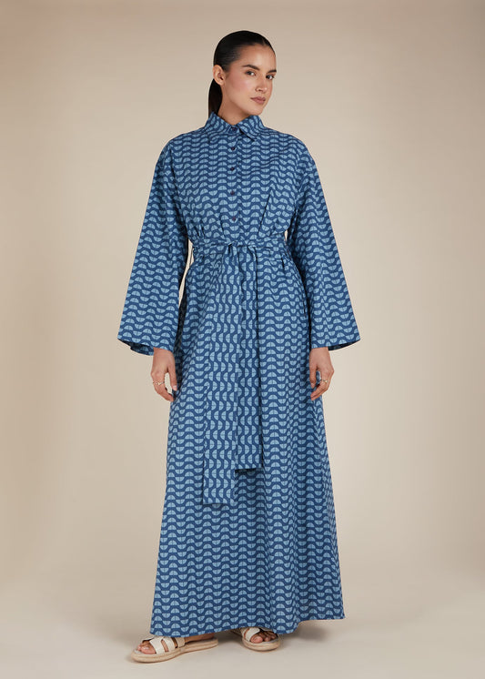 Blue Geo Cotton Maxi - Final Sale