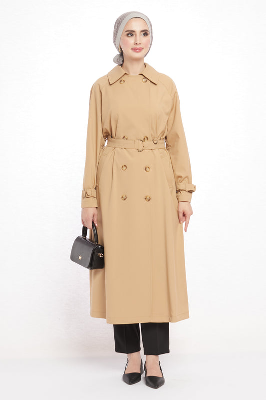Polo Neck Belted Trench Coat