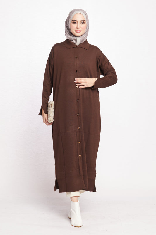 Shirt Collar Long Cardigan
