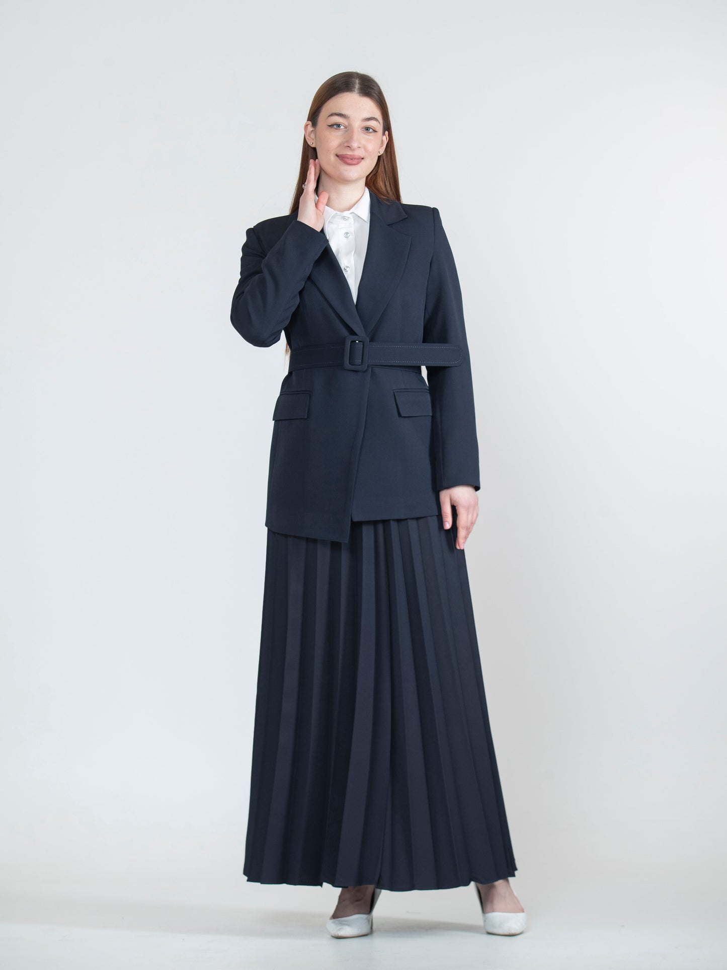 formal pleated skirt set