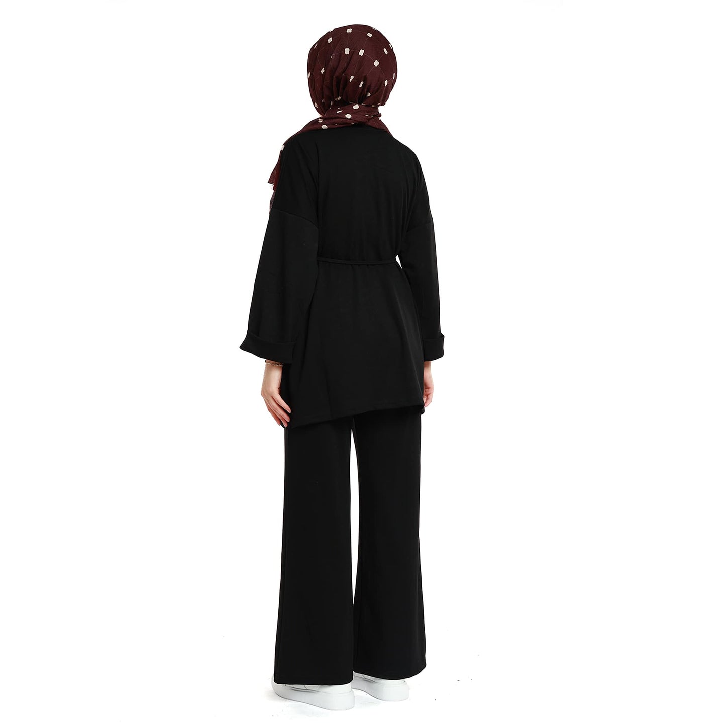 Oversize Pants Set with Drawstring Waist and Sleeve Pleat Detail