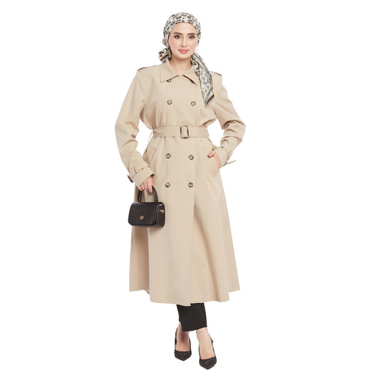 Epaulette Detail Lined Trench Coat