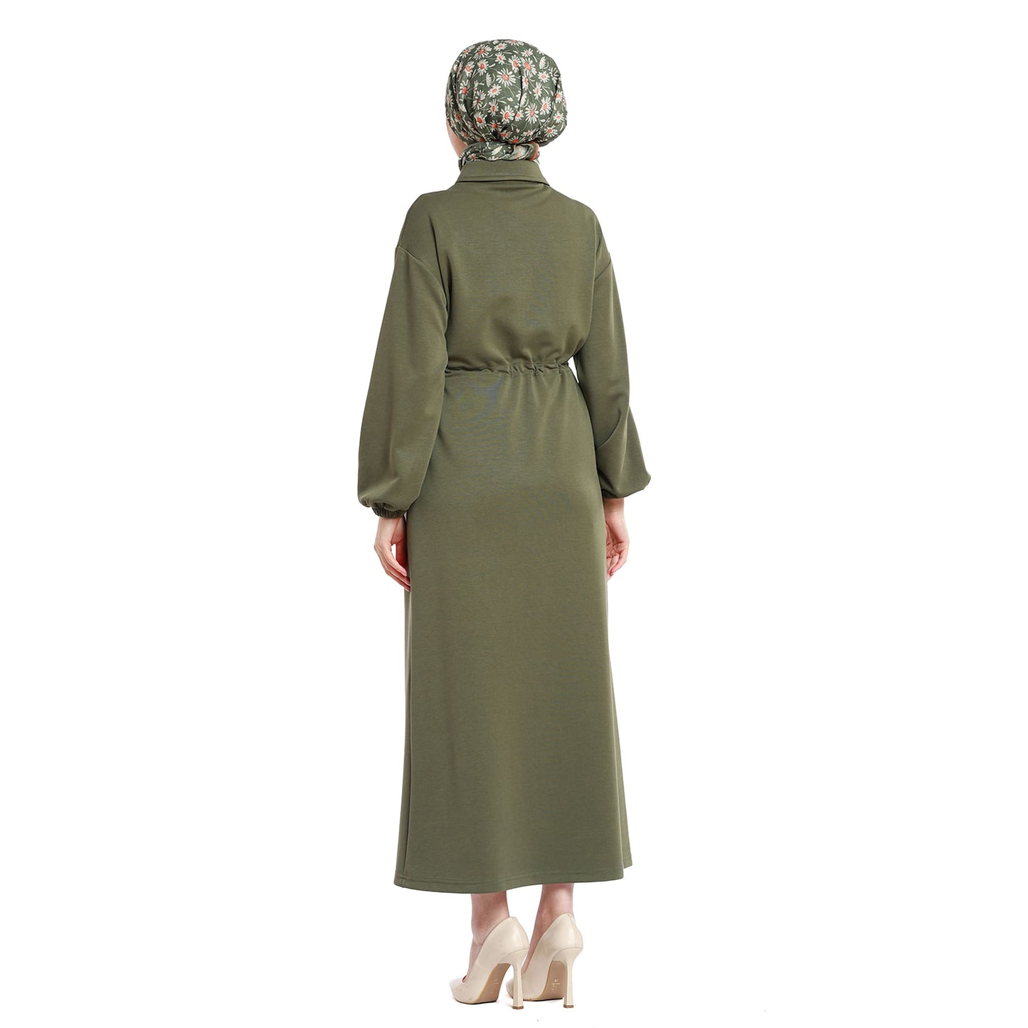 Polo Collar Maxi Dress with Gathered Detail