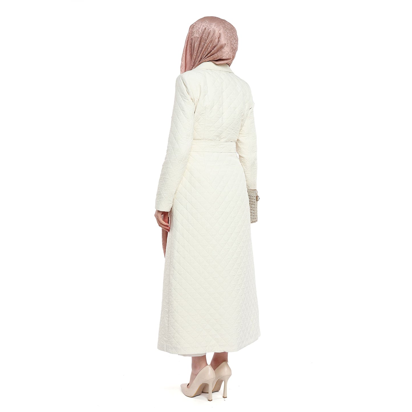 Diamond Quilted Belted Double Breasted Coat