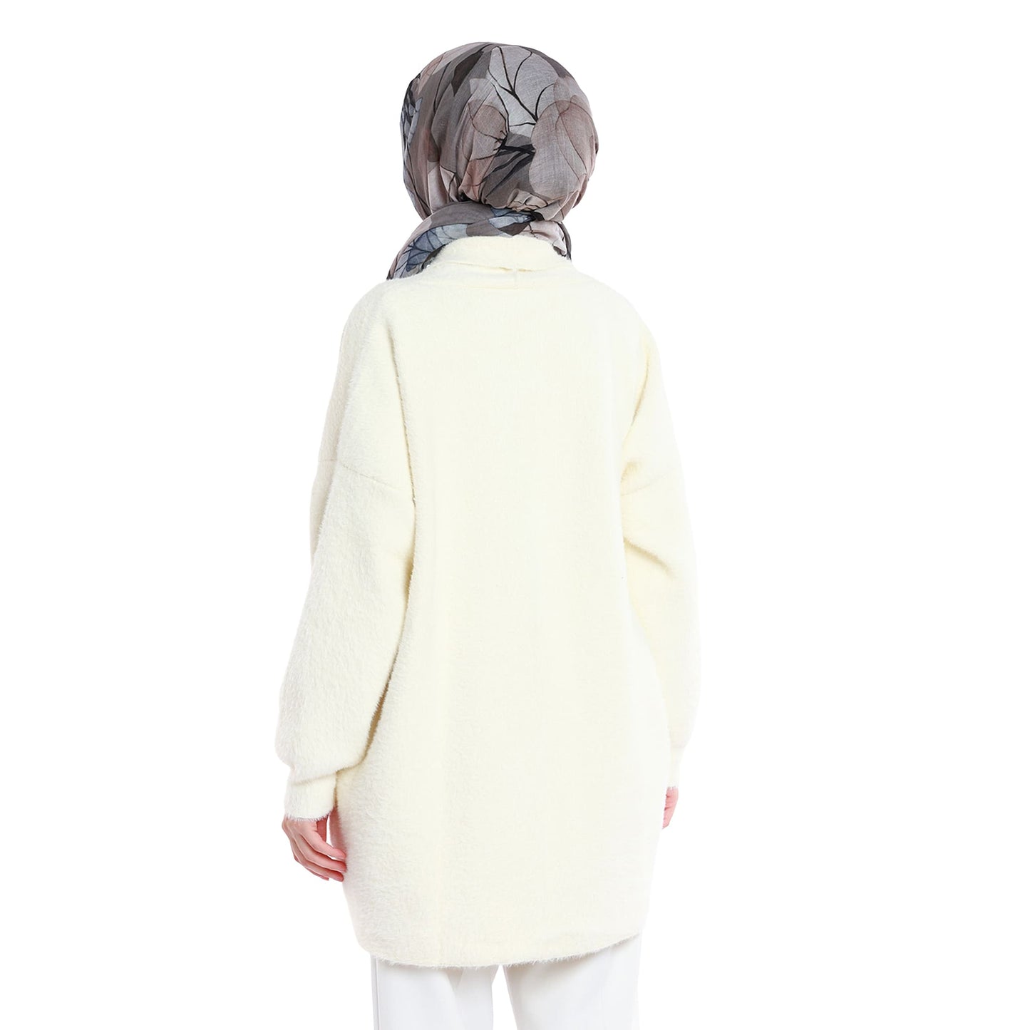 Shawl Collar Furry Oversize Cardigan without Buttons