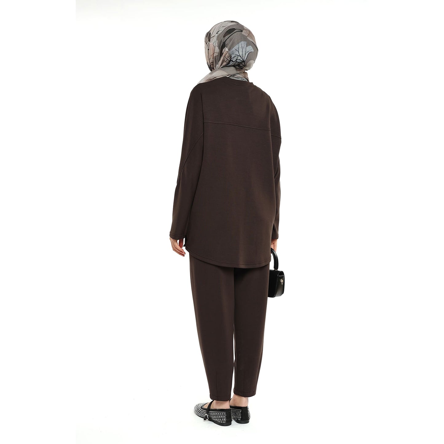 Modal Batwing Sleeve Buttoned Slit Two Piece Set