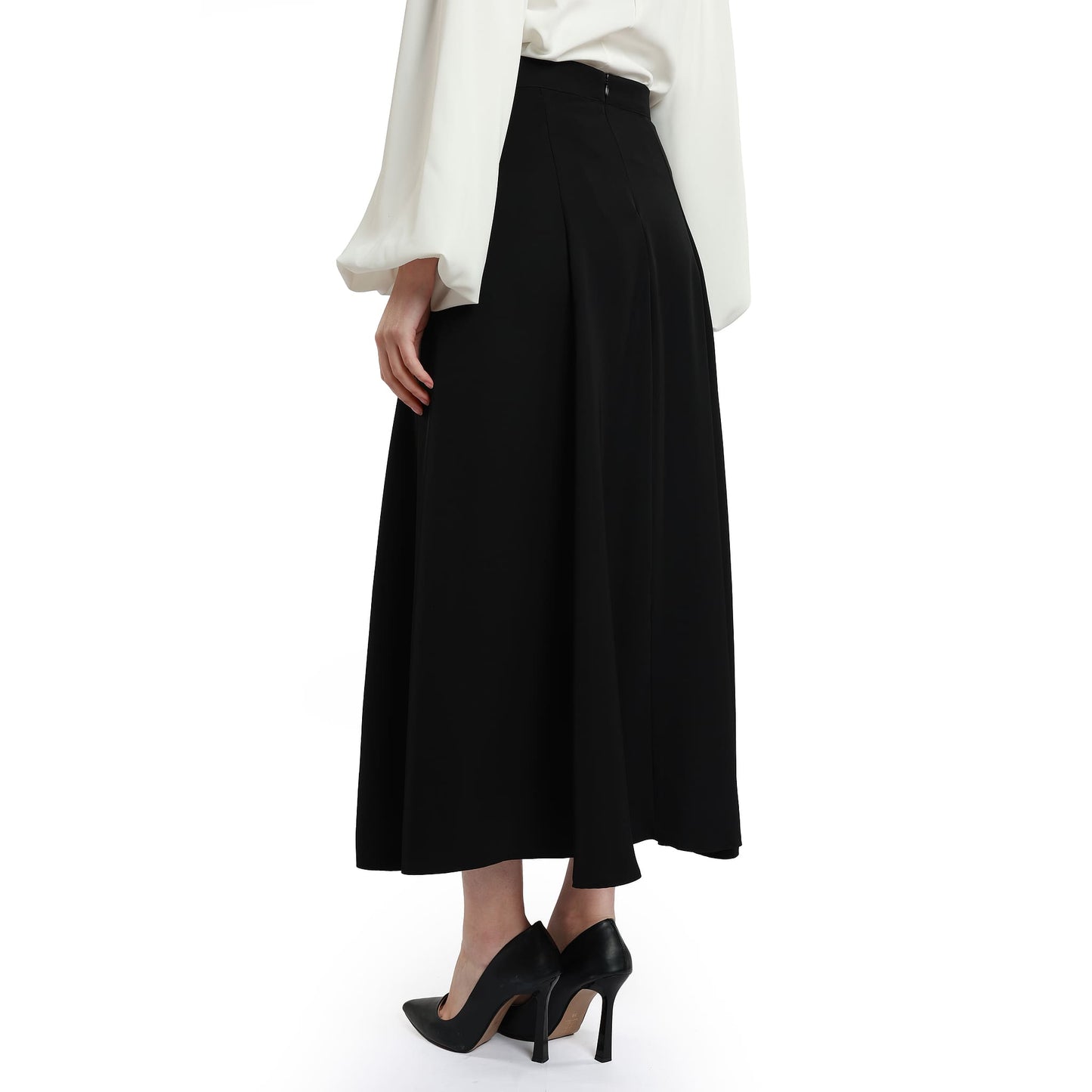 Zippered Satin Skirt