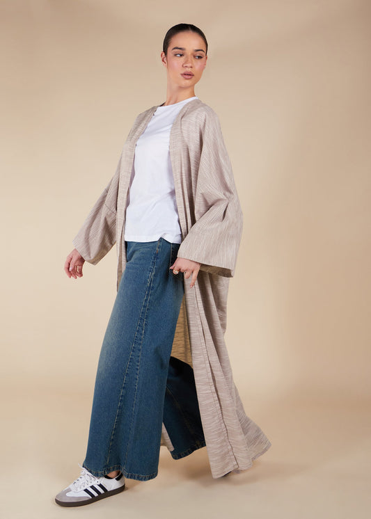 Natural Cotton Open Abaya