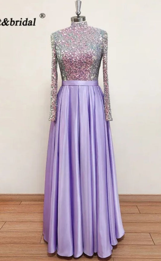 Meera Glitter Gown-Lilac