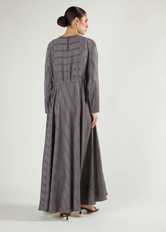 Self Print Batwing Abaya Grey - Final Sale