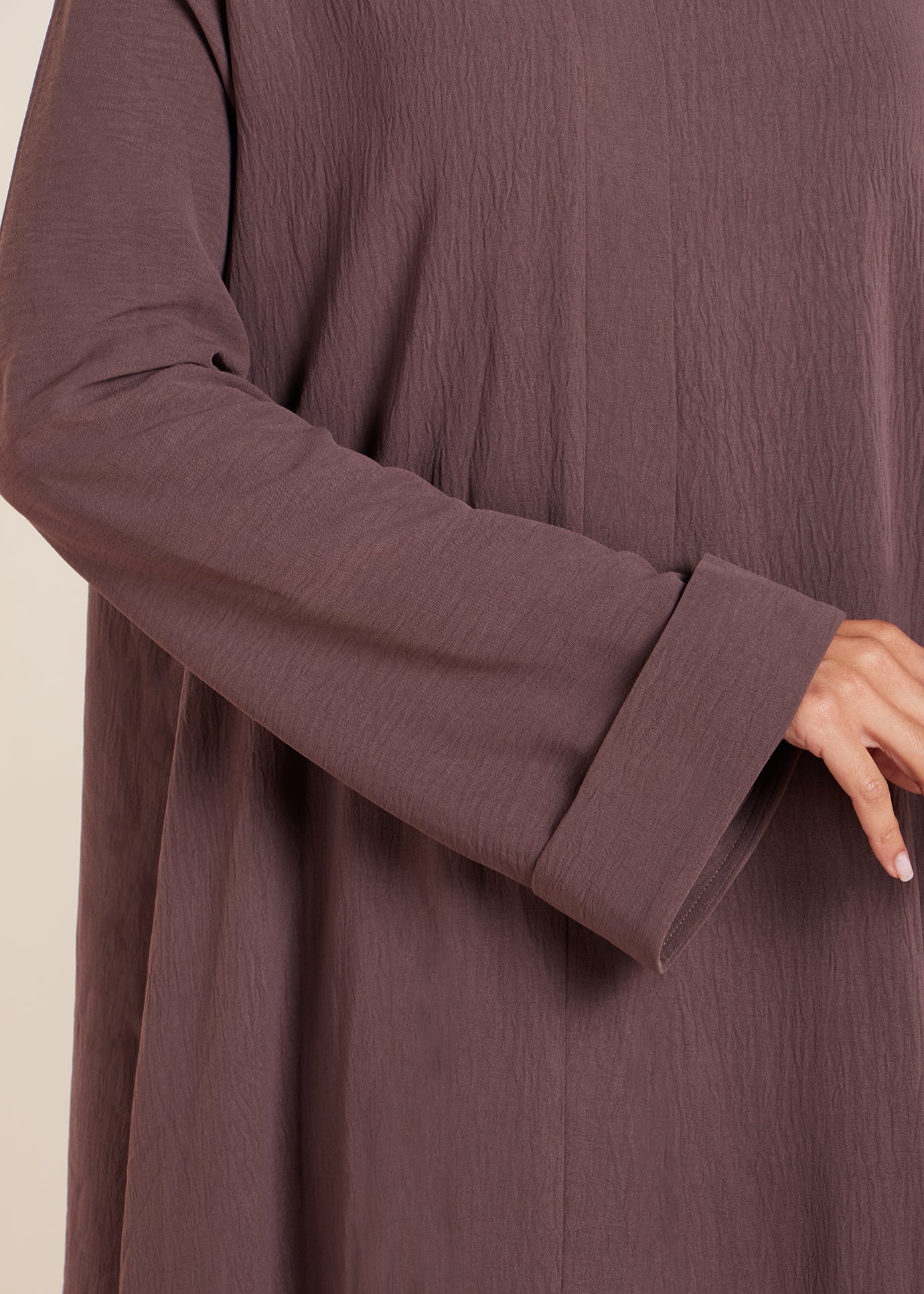 Two Piece Open Abaya with Slip Coffee