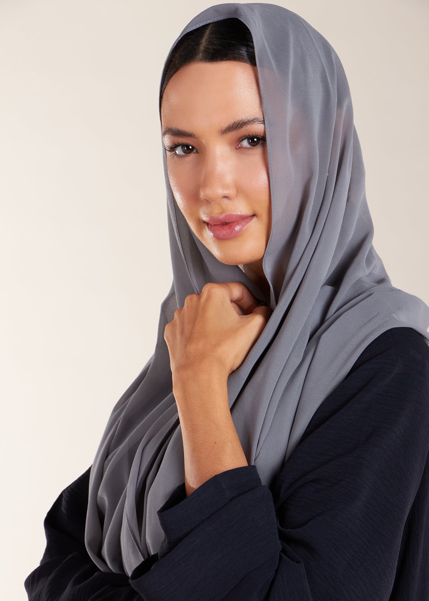 Two Piece Open Abaya with Slip Navy