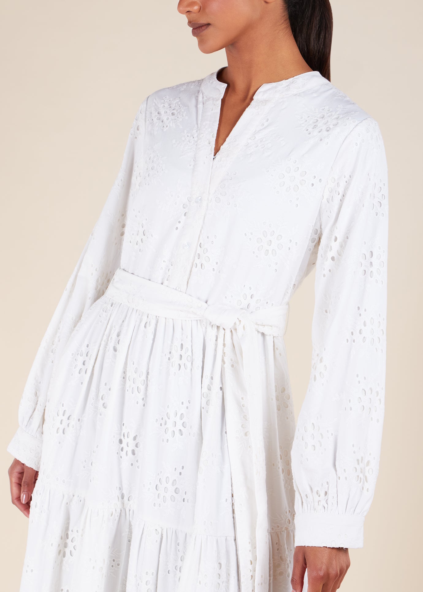 Broderie Tiered Maxi White - Final Sale