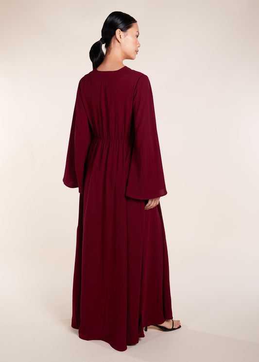 Waist Pleat Abaya Plum - Final Sale