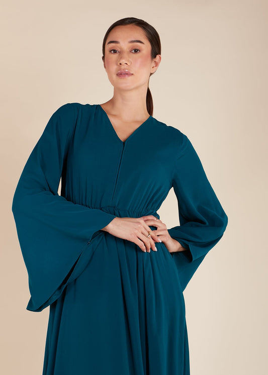 Waist Pleat Abaya Sea Green - Final Sale