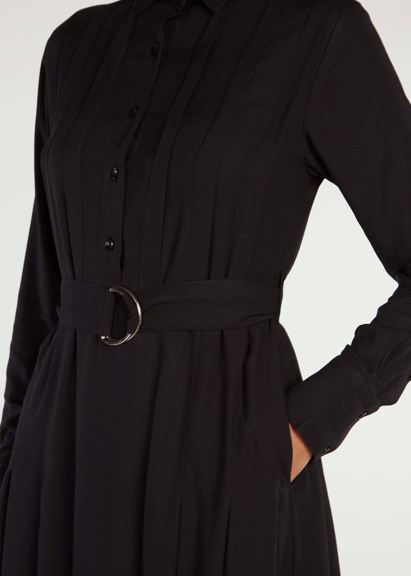 Pleated Shirt Dress Black - Final Sale