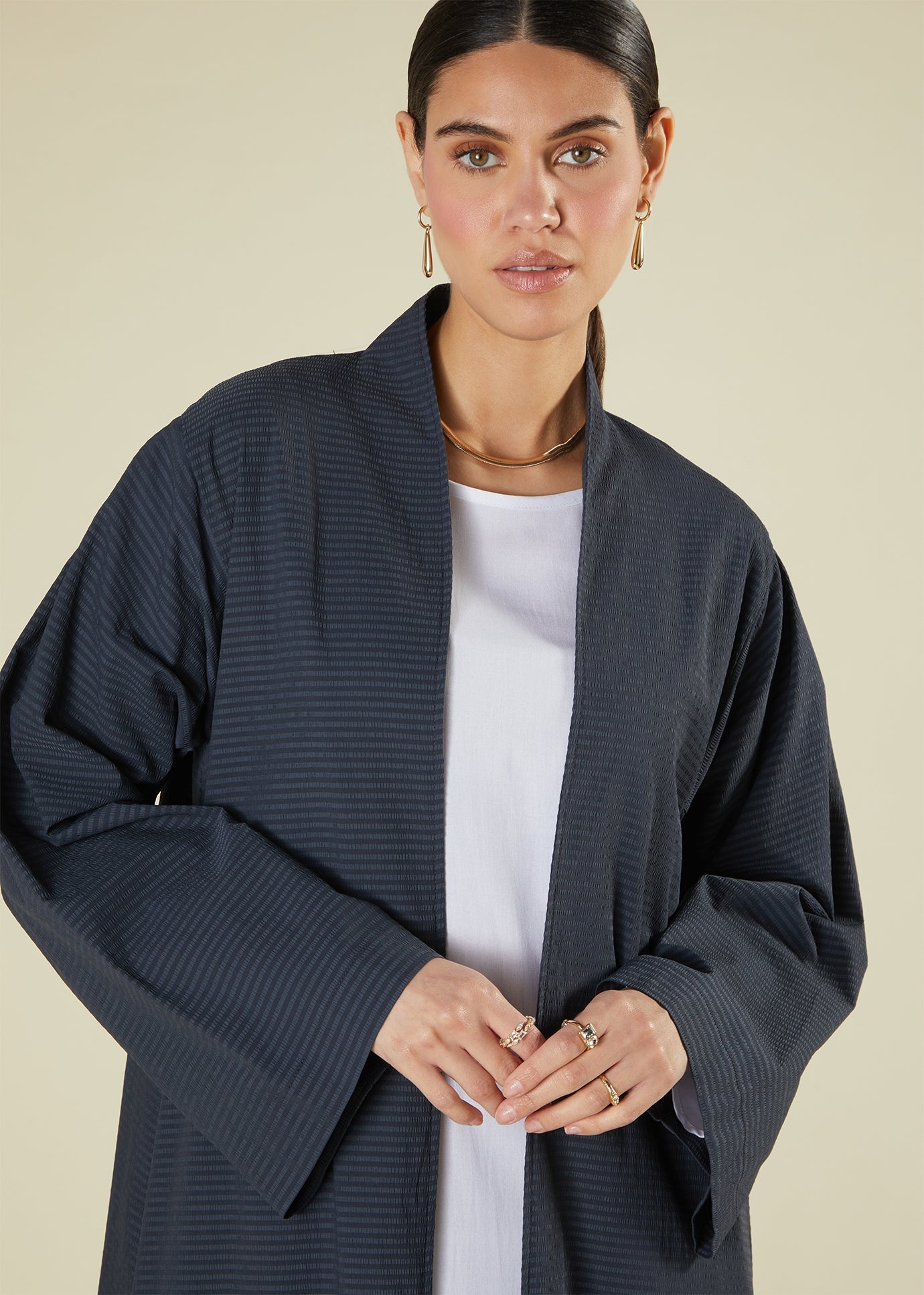 Textured Slate Open Abaya