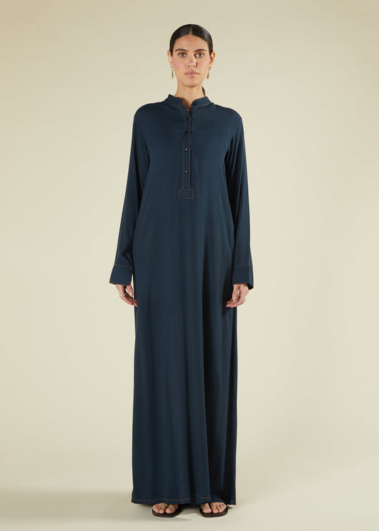 Mandarin Abaya Navy