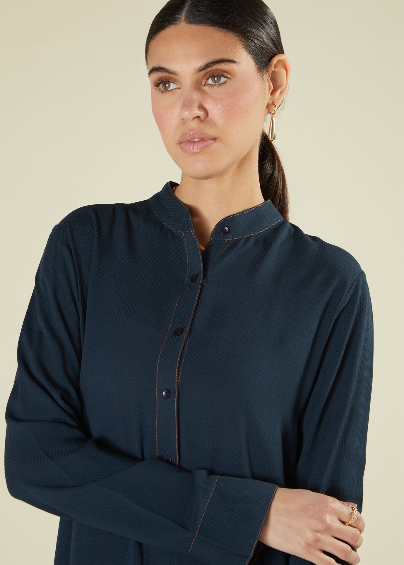 Mandarin Abaya Navy
