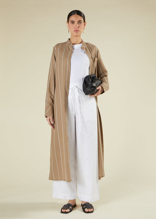 Pinstripe Maxi Shirt Coffee